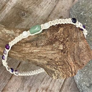Natural thick hemp choker with  gemstones,woven hippie earthy necklace,eco safe